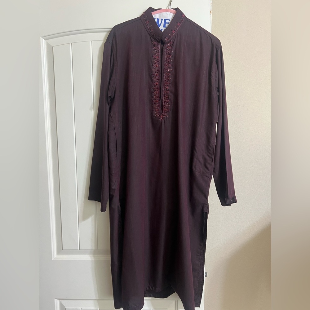 Elegant Maroon Embroidered Men’s Kurta